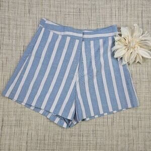 Stelen‎ Blue and White High Waisted Striped Shorts Size Small